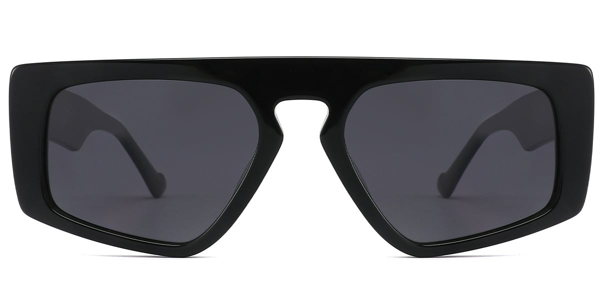 Acetate Geometric Sunglasses black+dark_grey_polarized