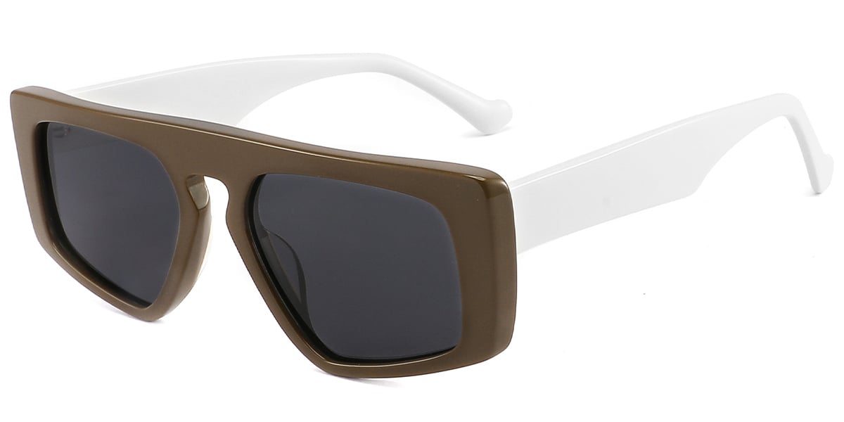 Acetate Geometric Sunglasses coffee+dark_grey_polarized