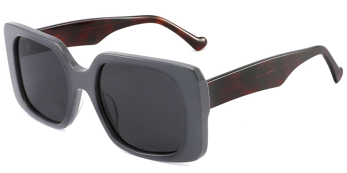 Acetate Square Sunglasses grey+dark_grey_polarized