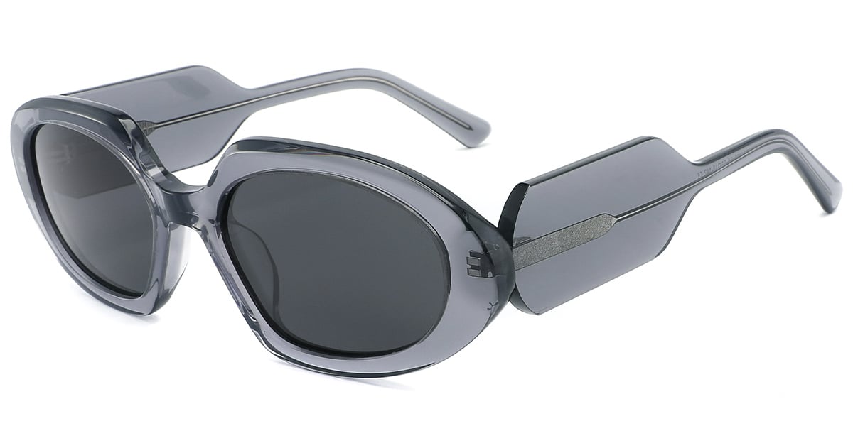 Acetate Geometric Sunglasses translucent-grey+dark_grey_polarized