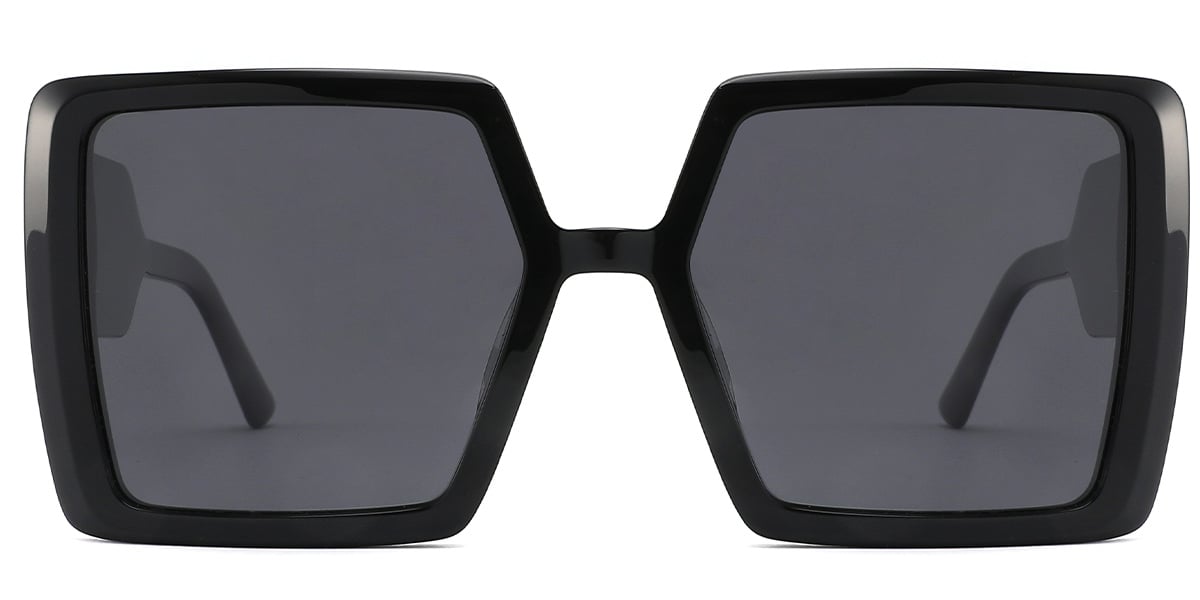 Acetate Square Sunglasses black+dark_grey_polarized