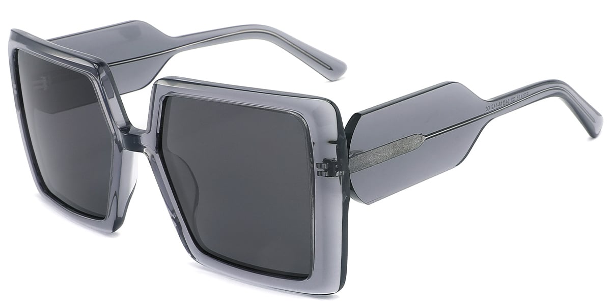 Acetate Square Sunglasses translucent-grey+dark_grey_polarized