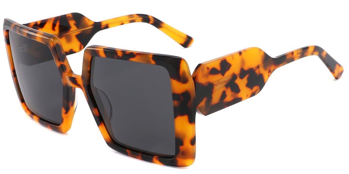 Acetate Square Sunglasses pattern-yellow+dark_grey_polarized