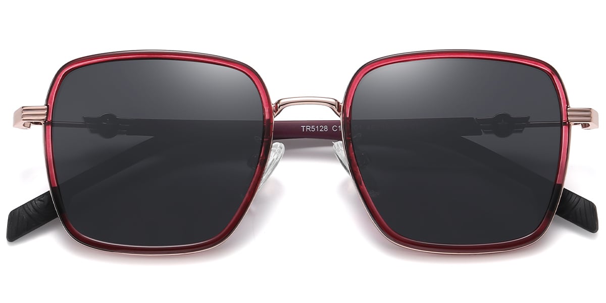 Kid's Square Sunglasses translucent-wine_red+dark_grey_polarized