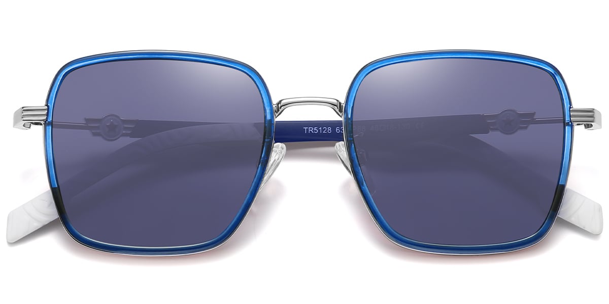 Kid's Square Sunglasses translucent-blue+blue_polarized