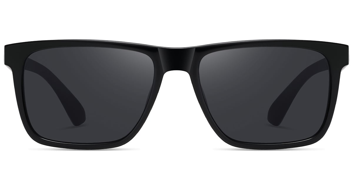 Acetate Square Sunglasses bright_black+dark_grey_polarized