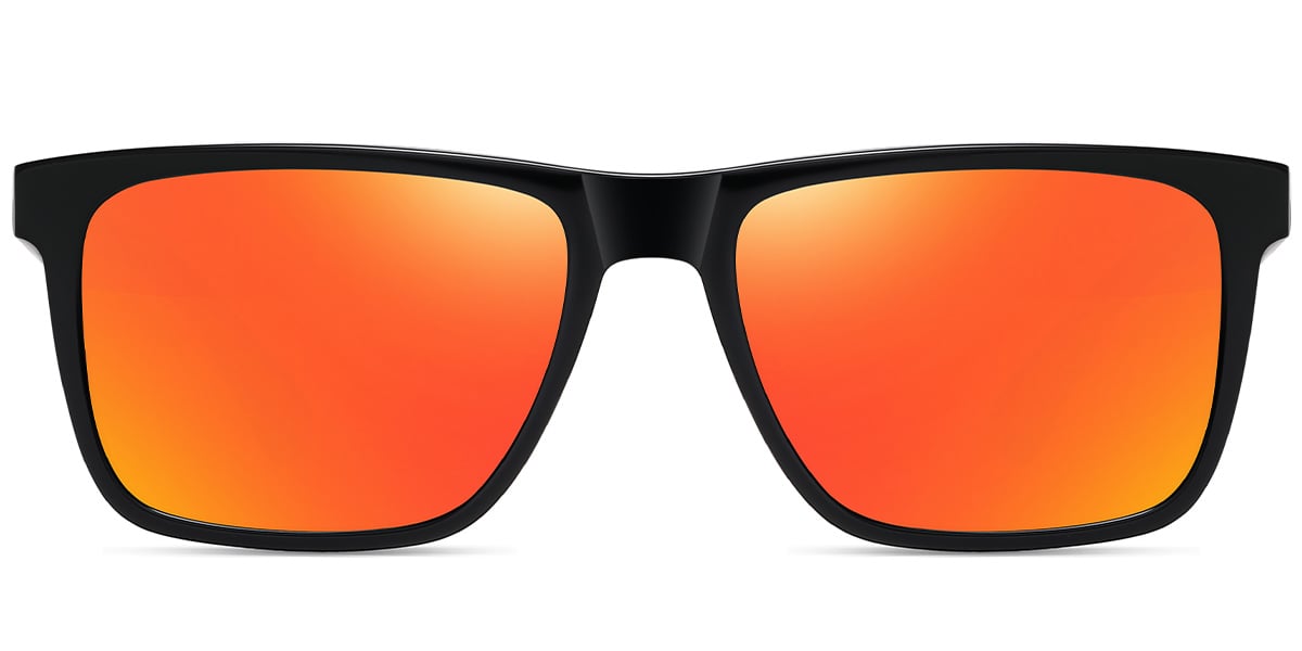 Acetate Square Sunglasses bright_black+mirrored_red_polarized