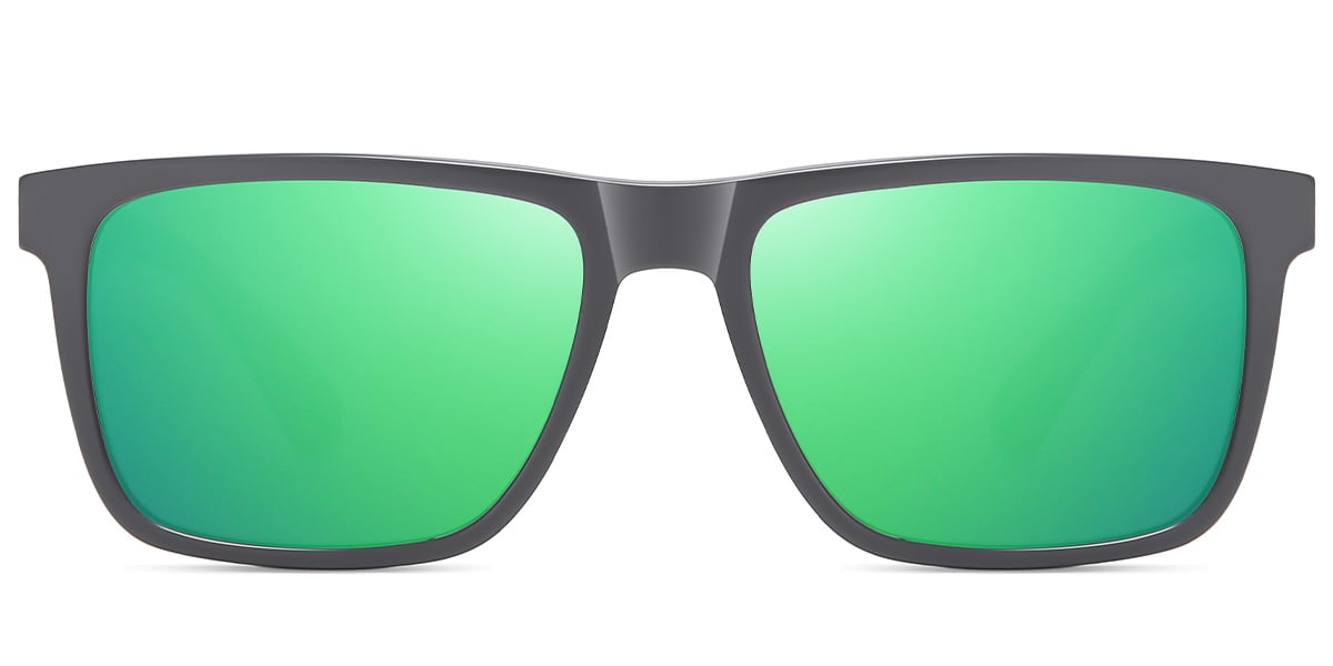 Acetate Square Sunglasses grey+mirrored_green_polarized