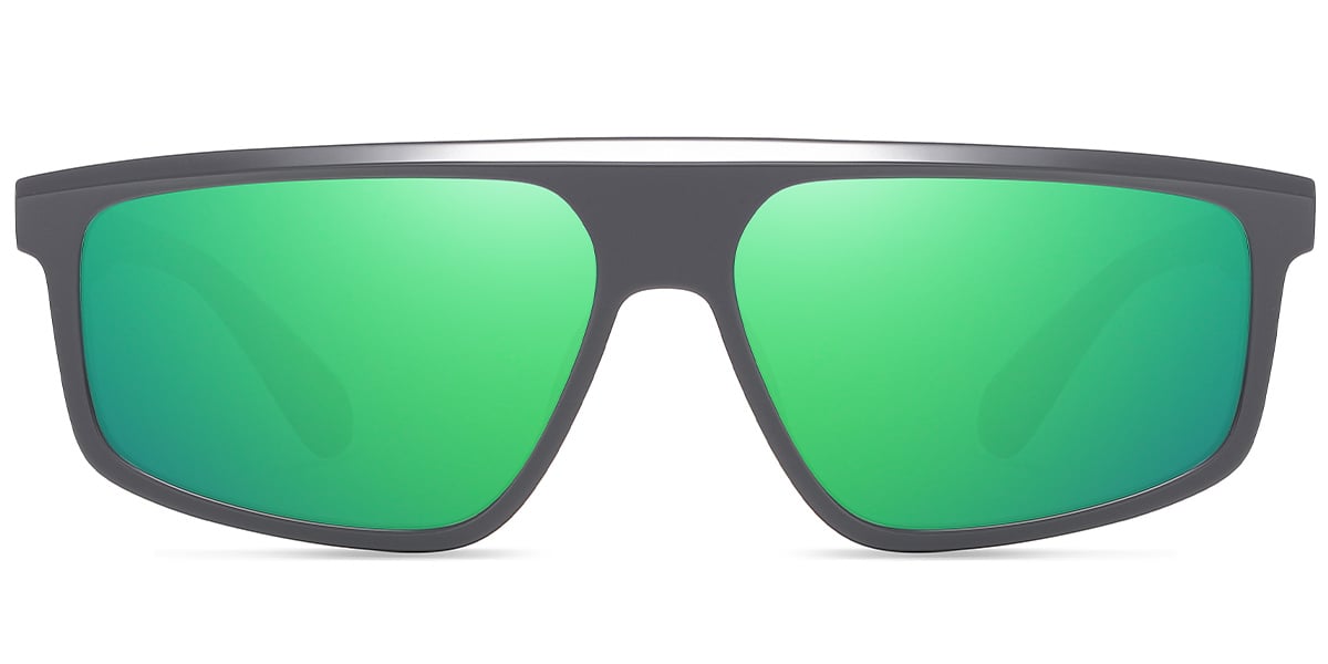 Acetate Geometric Sunglasses grey+mirrored_green_polarized