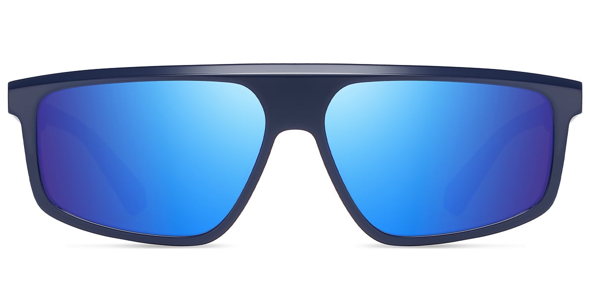 Acetate Geometric Sunglasses dark_blue+mirrored_blue_polarized