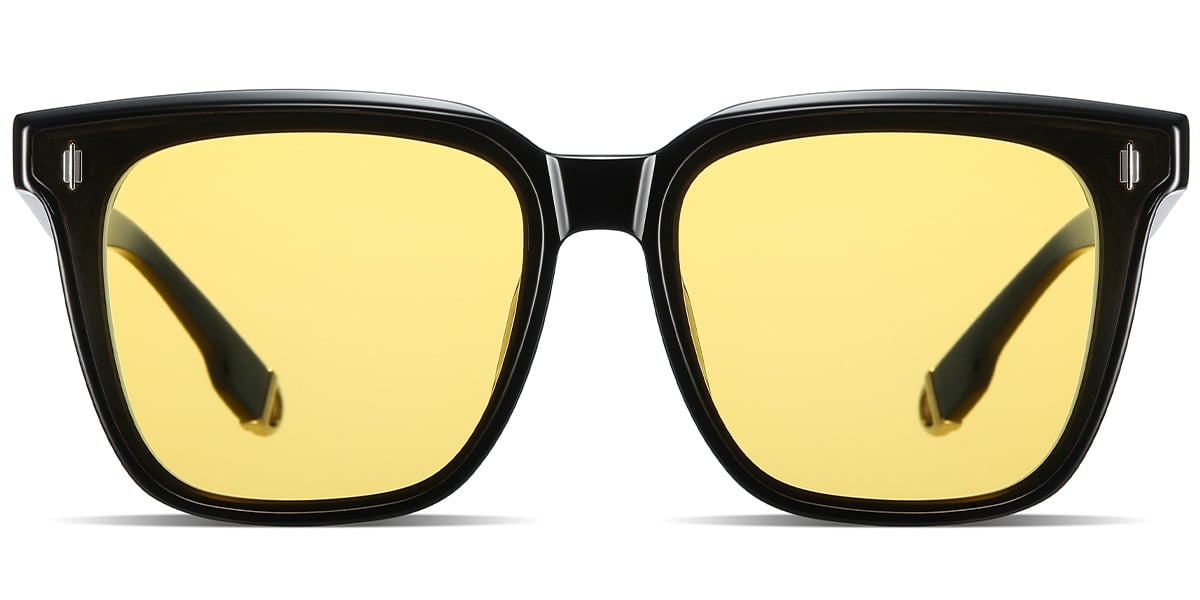 Acetate Square Sunglasses bright_black+yellow_polarized