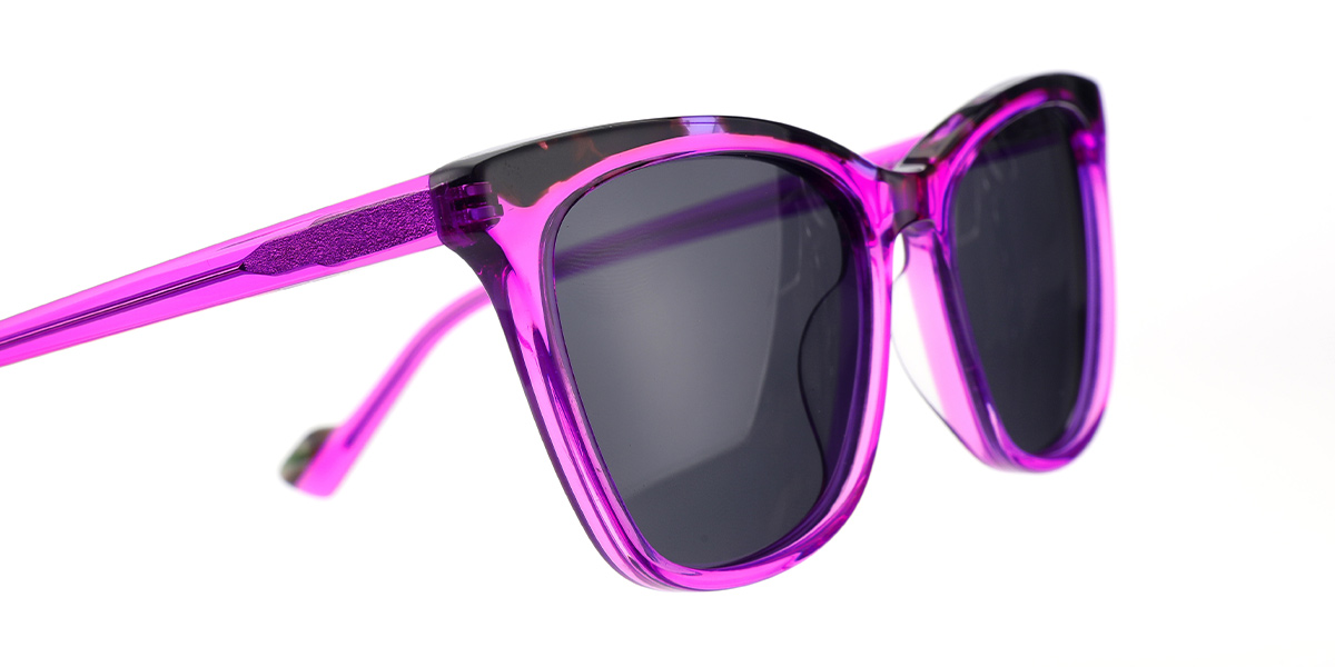 Acetate Square Sunglasses pattern-rose+dark_grey_polarized