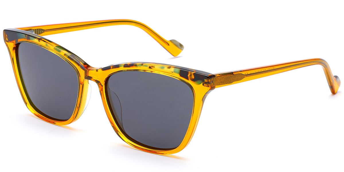 Acetate Square Sunglasses pattern-yellow+dark_grey_polarized