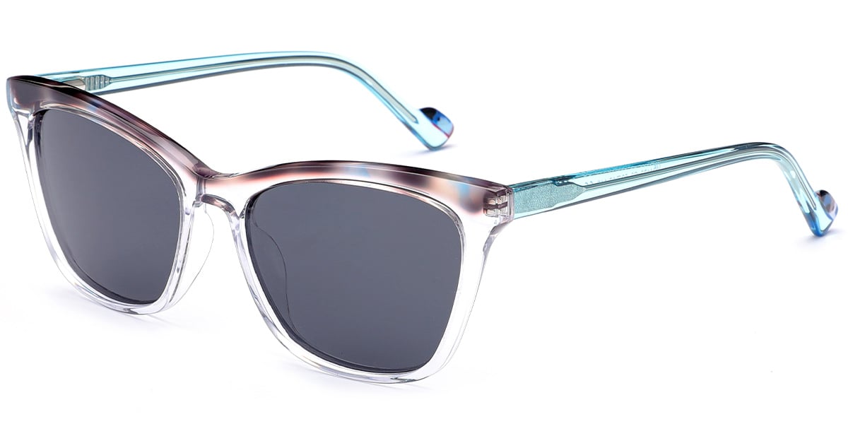 Acetate Square Sunglasses pattern-blue+dark_grey_polarized