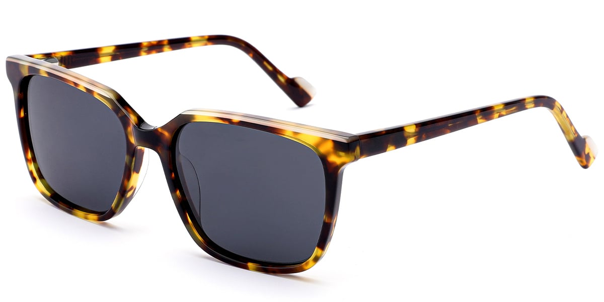 Acetate Square Sunglasses tortoiseshell+dark_grey_polarized