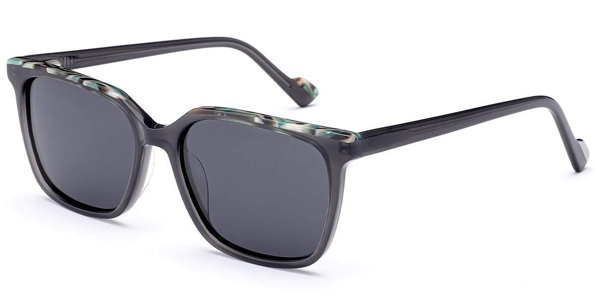 Acetate Square Sunglasses pattern-grey+dark_grey_polarized