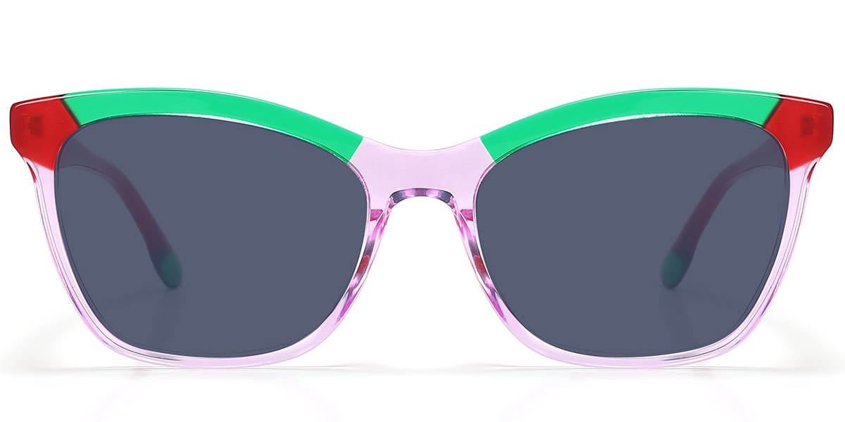 Acetate Square Sunglasses pattern-purple+dark_grey_polarized