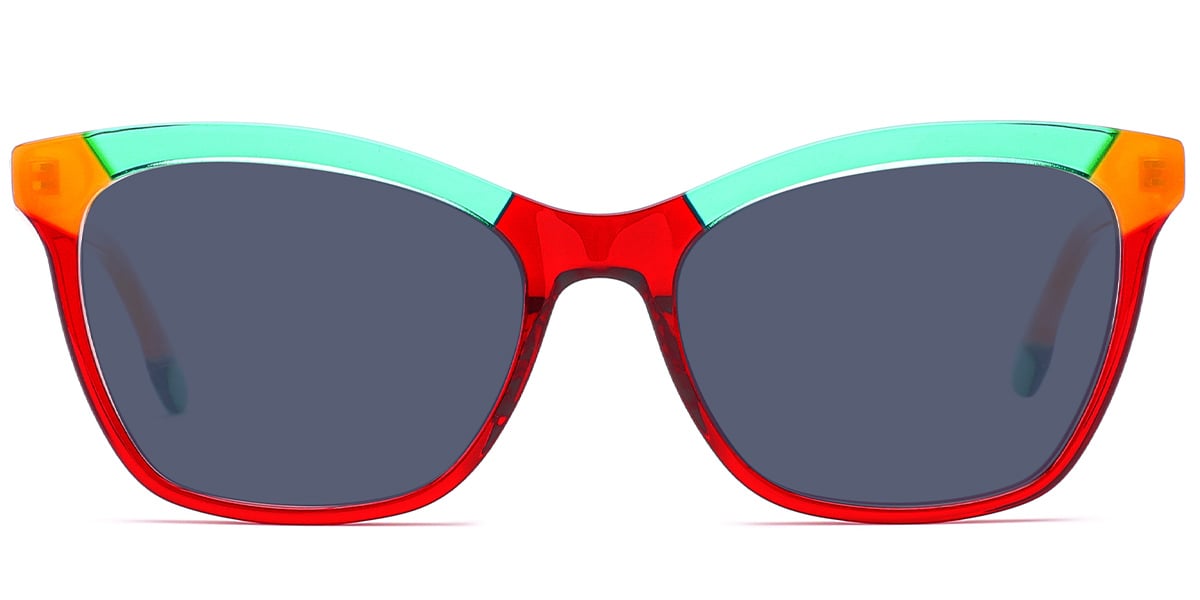 Acetate Square Sunglasses pattern-red+dark_grey_polarized