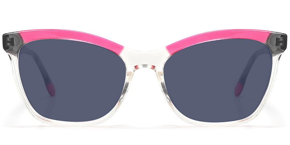 Acetate Square Sunglasses pattern-rose+dark_grey_polarized