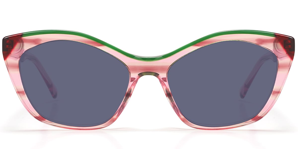 Acetate Geometric Sunglasses pattern-rose+dark_grey_polarized