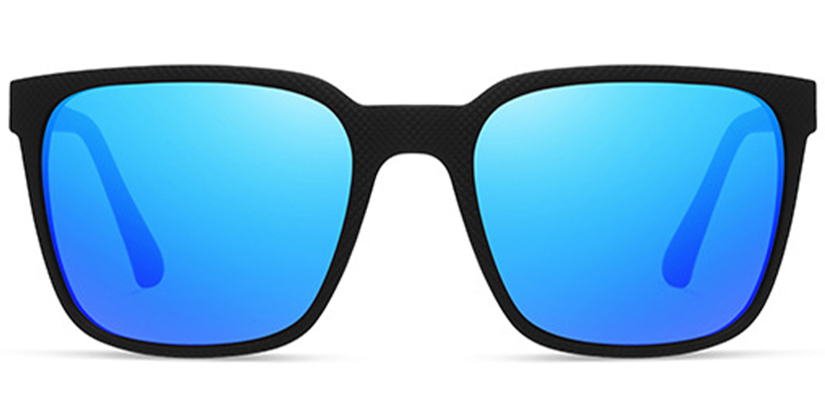 Rectangle Sunglasses black+mirrored_ice_blue_polarized