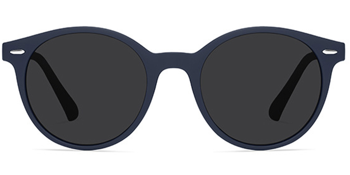 Round Sunglasses blue+dark_grey_polarized