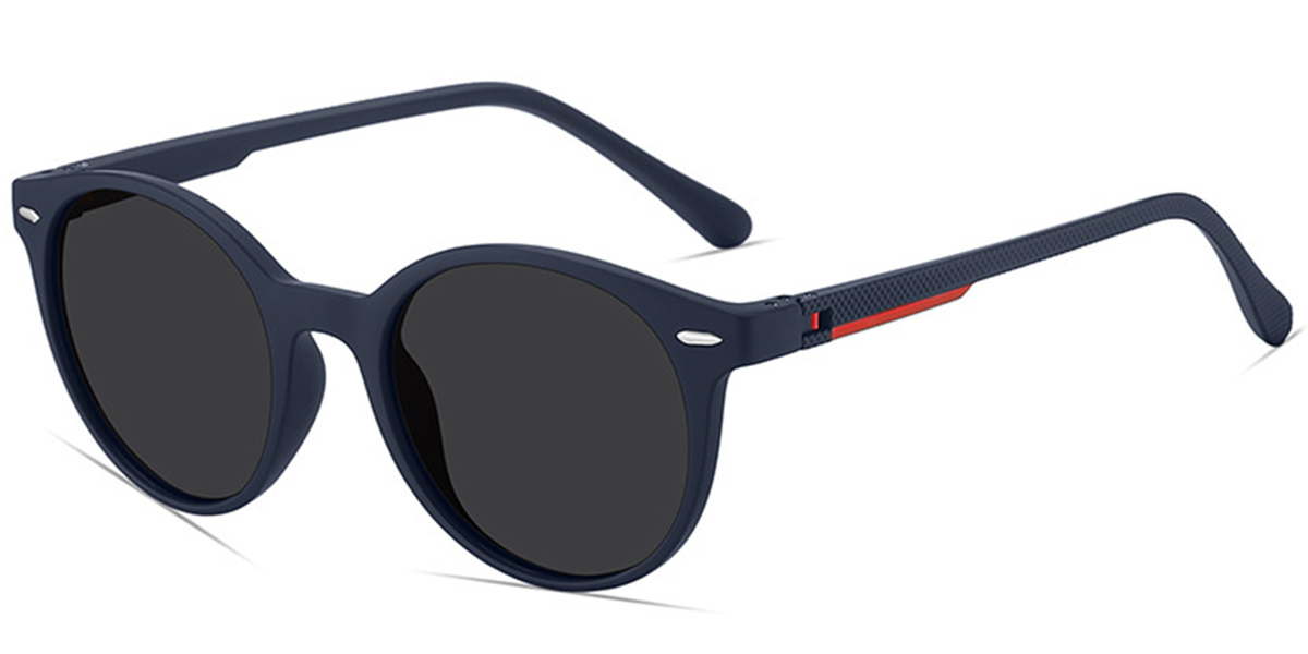 Round Sunglasses blue+dark_grey_polarized
