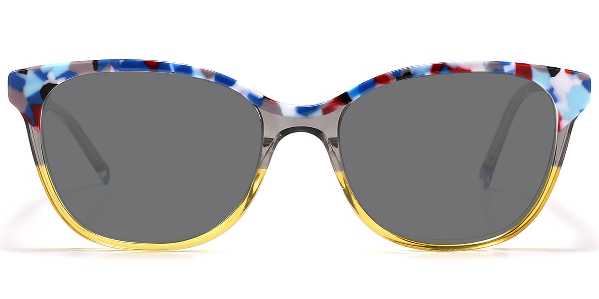 Acetate Square Sunglasses pattern-blue+dark_grey_polarized