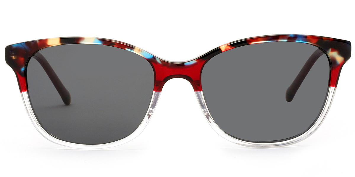 Acetate Square Sunglasses pattern-wine_red+dark_grey_polarized