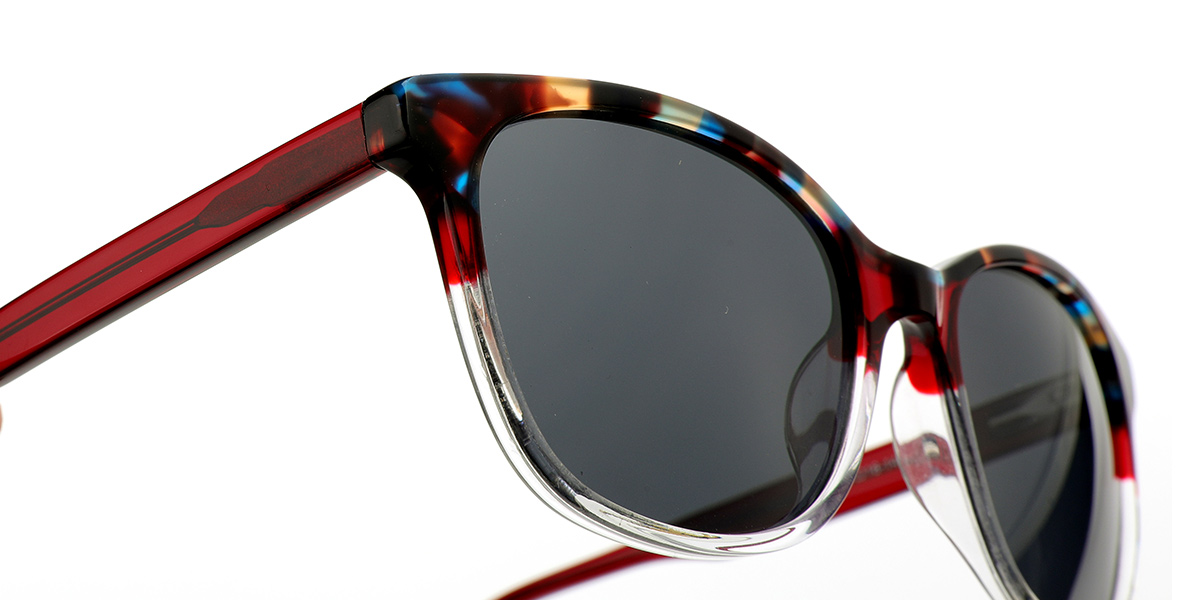 Acetate Square Sunglasses pattern-wine_red+dark_grey_polarized