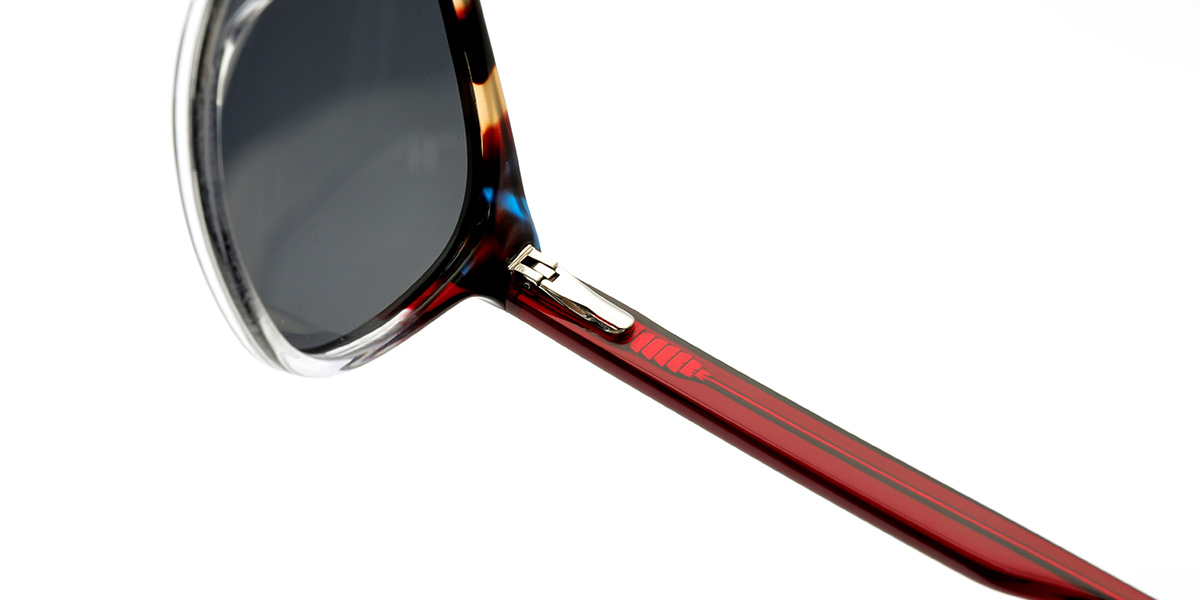 Acetate Square Sunglasses pattern-wine_red+dark_grey_polarized