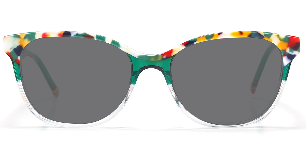 Acetate Square Sunglasses pattern-green+dark_grey_polarized