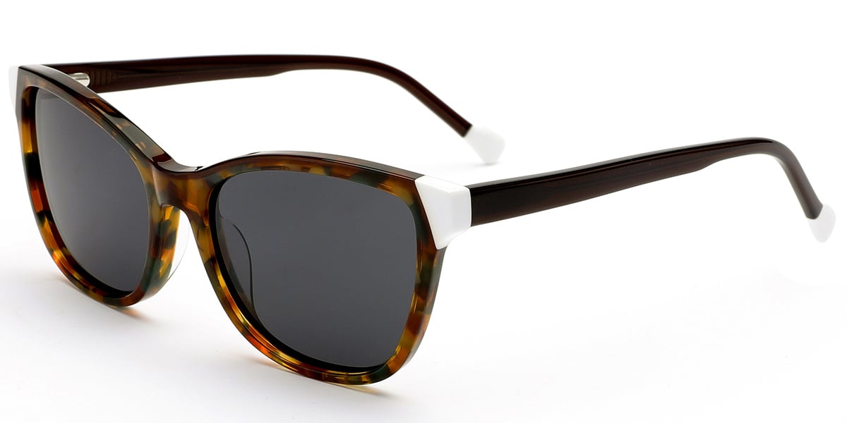 Acetate Square Sunglasses pattern-brown+dark_grey_polarized