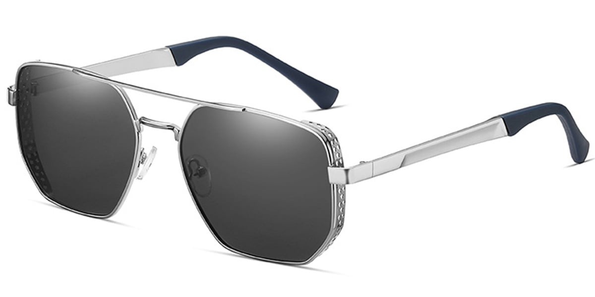 Aviator Sunglasses silver+dark_grey_polarized