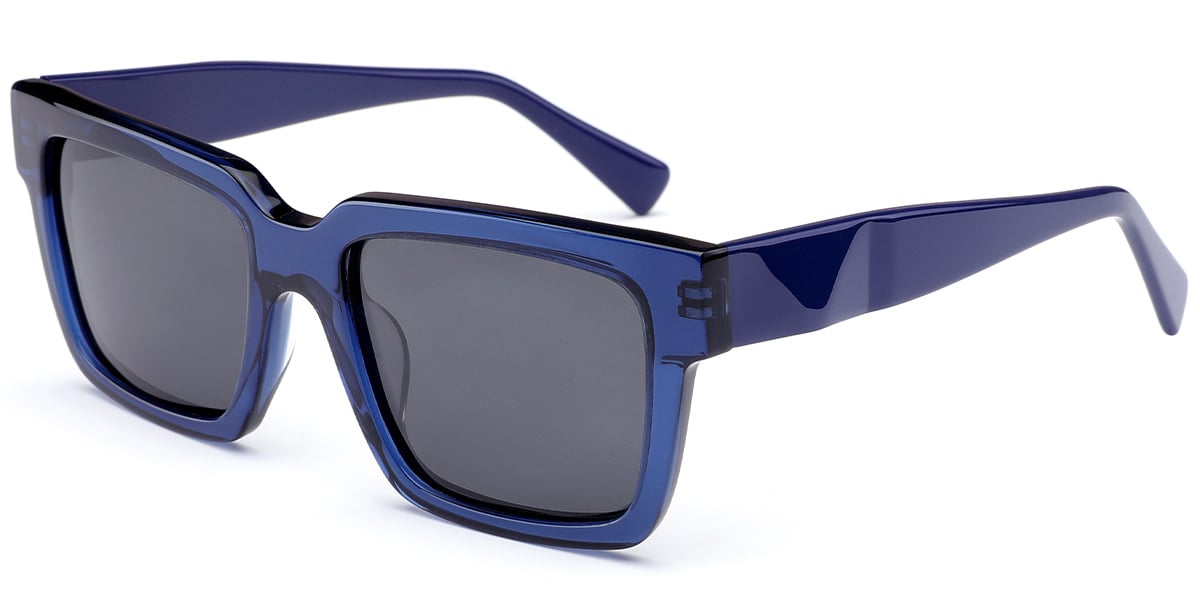 Acetate Square Sunglasses blue+dark_grey_polarized