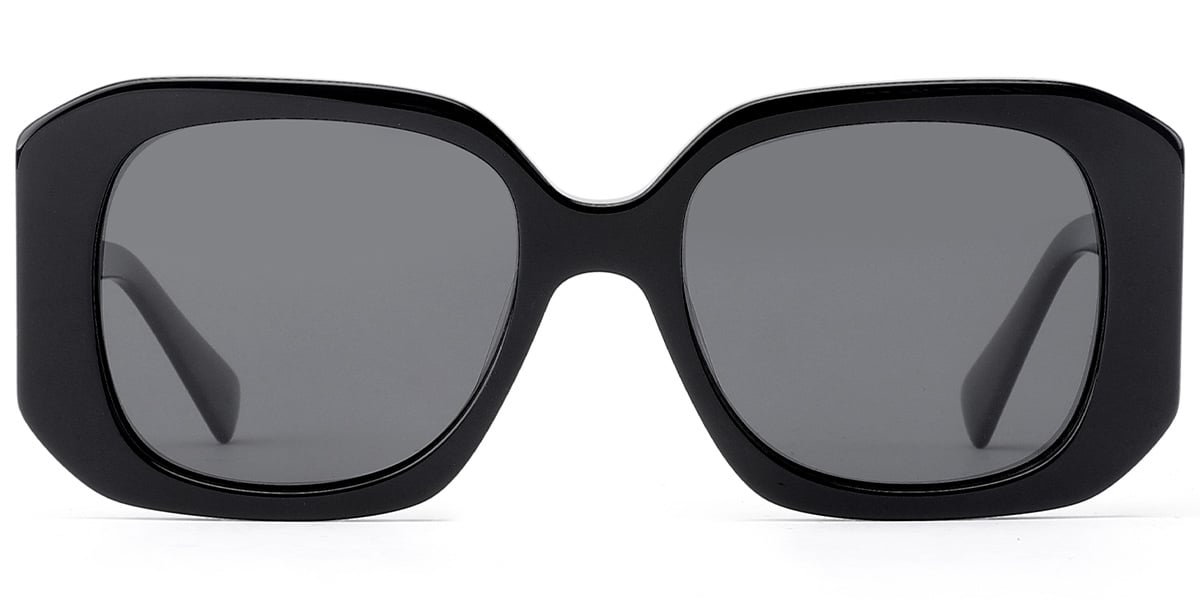 Acetate Square Sunglasses black+dark_grey_polarized