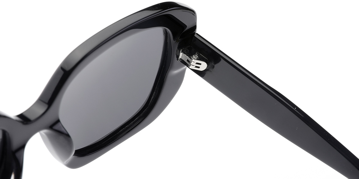 Acetate Square Sunglasses black+dark_grey_polarized