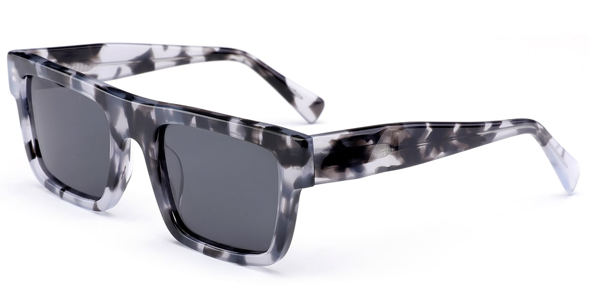 Acetate Square Sunglasses pattern-black+dark_grey_polarized