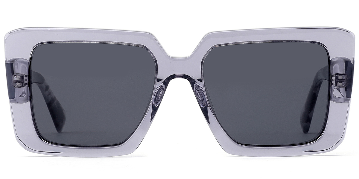 Acetate Square Sunglasses translucent-grey+dark_grey_polarized