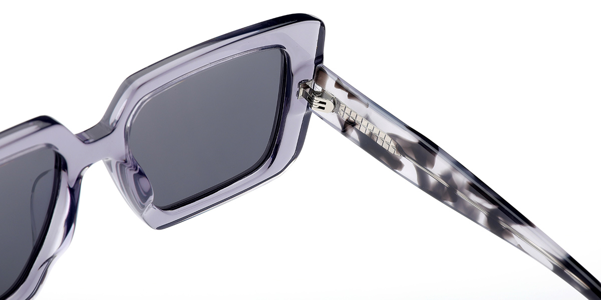 Acetate Square Sunglasses translucent-grey+dark_grey_polarized