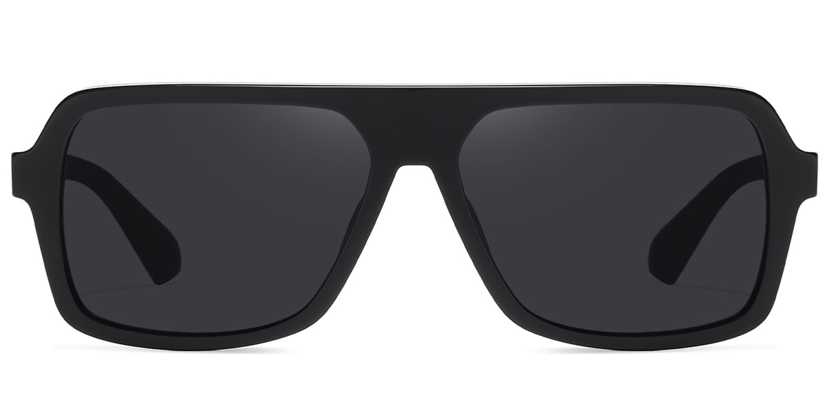 Acetate Square Sunglasses black+dark_grey_polarized