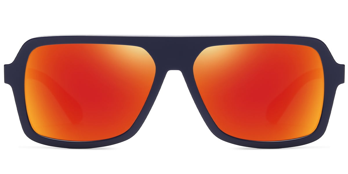 Acetate Square Sunglasses dark_blue+mirrored_red_polarized