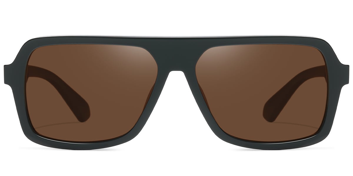 Acetate Square Sunglasses army_green+amber_polarized