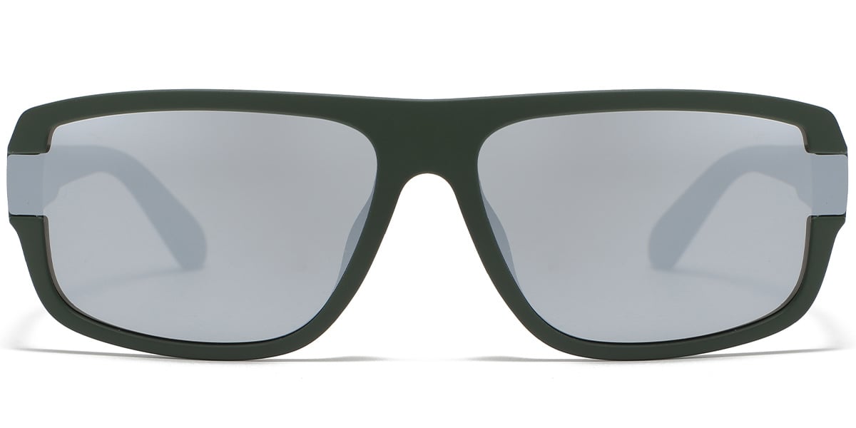 Square Sunglasses army_green+mirrored_silver_polarized