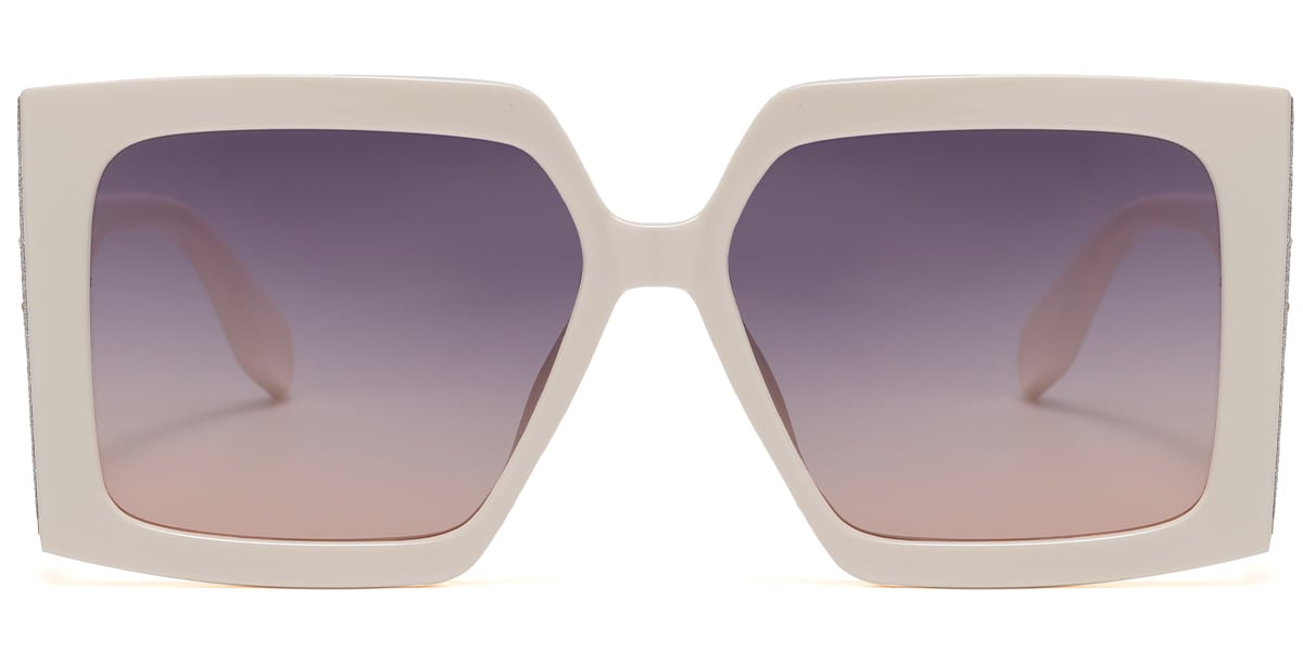 Square Sunglasses beige+purple-yellow_polarized