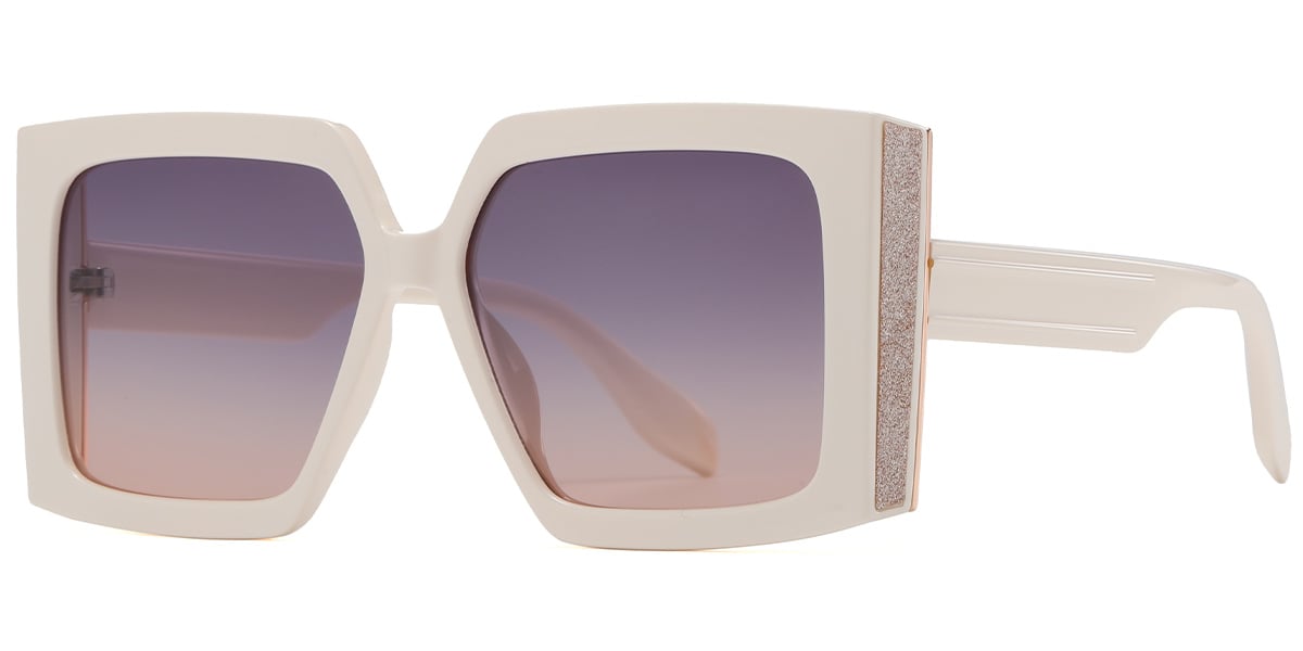 Square Sunglasses beige+purple-yellow_polarized