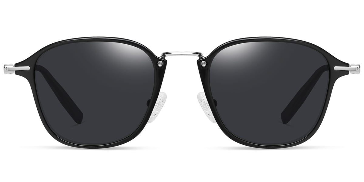 Square Sunglasses black-silver+dark_grey_polarized