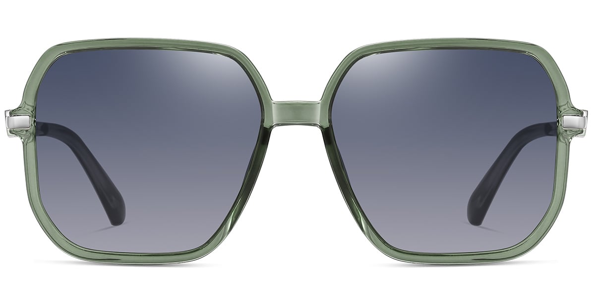 Square Sunglasses translucent-green+gradient_grey_polarized