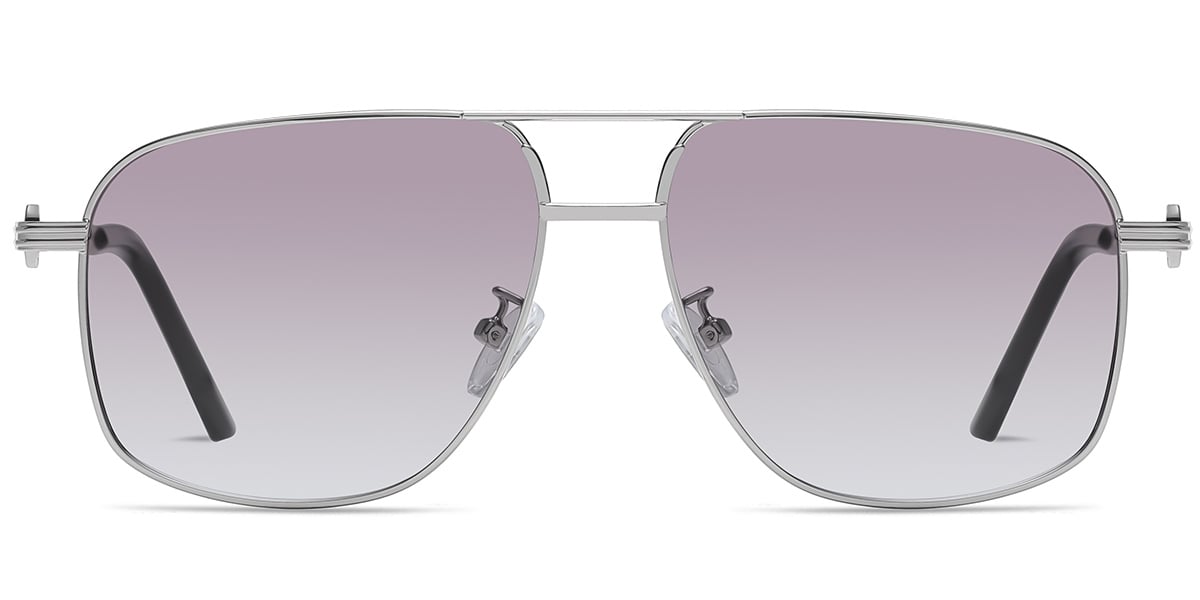 Aviator Sunglasses silver+gradient_purple_polarized