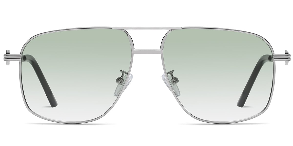 Aviator Sunglasses silver+gradient_green_polarized